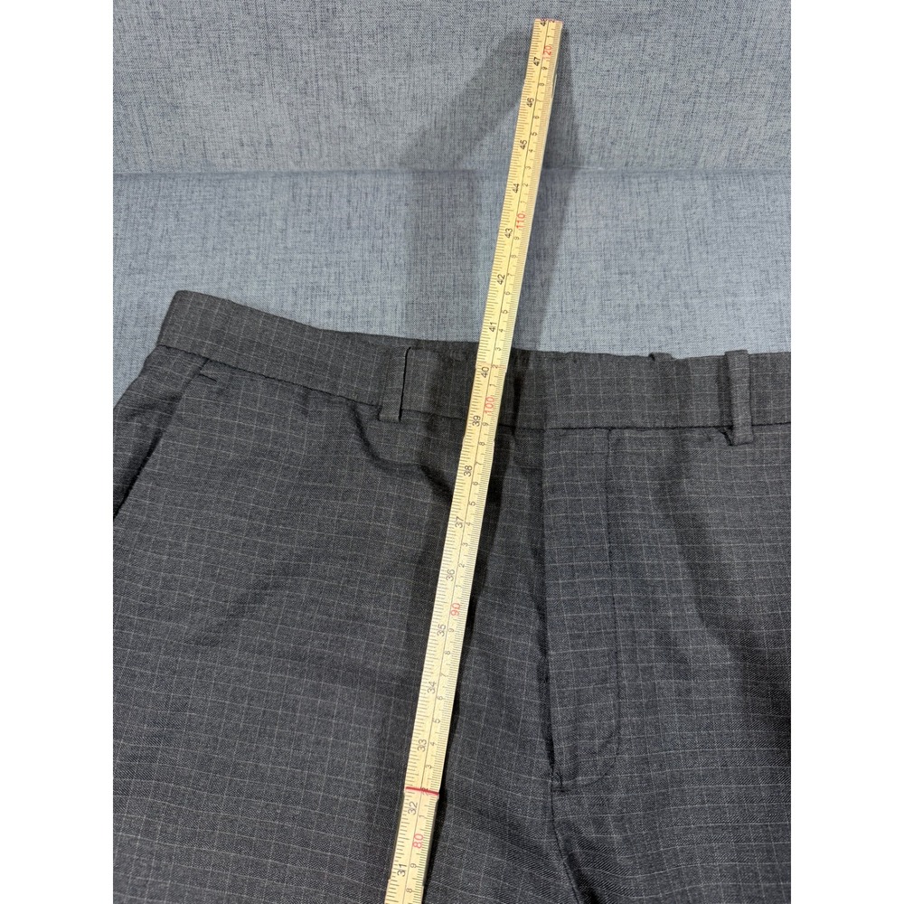 Perry Ellis Mens Gray Micro Grid Dress Pants 34x32 Flat Front 43HB7305 - Picture 3 of 8